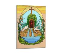 LXDSTK Modern Family Posters Wall Art Bedroom Decor - Christian Art Posters Cross Topped Structure with Doves And Waterfall Canvas Prints Artwork 24x36inch(60x90cm) Frame-style