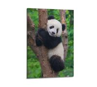 LXDSTK Poster Frame Canvas Wall Art Prints for Room Decor - Animal Tree Trunk Hugging Climbing Panda 16x24inch(40x60cm) Picture Frame Artwork