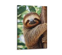 LXDSTK Poster Frame Canvas Wall Art Prints for Room Decor - Animal Tree Trunk Hugging Sloth 08x12inch(20x30cm) Picture Frame Artwork
