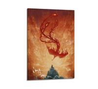 LXDSTK Poster Frame Canvas Wall Art Prints for Room Decor - Fire Phoenix Flying Towards Figure 16x24inch(40x60cm) Picture Frame Artwork