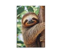 LXDSTK Poster Unframe Canvas Wall Art Prints for Room Decor - Animal Tree Trunk Hugging Sloth 16x24inch(40x60cm) Picture Unframe Artwork