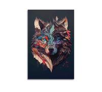 LXDSTK Poster Unframe Canvas Wall Art Prints for Room Decor - Animal Wolf in Collage Art Design 12x18inch(30x45cm) Picture Unframe Artwork