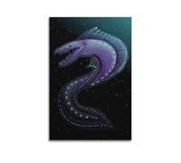 LXDSTK Poster Unframe Canvas Wall Art Prints for Room Decor - Eel Animal Swimming in A Curvy Motion with Glowing Stripes on Its Body 12x18inch(30x45cm) Picture Unframe Artwork