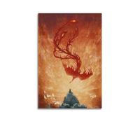 LXDSTK Poster Unframe Canvas Wall Art Prints for Room Decor - Fire Phoenix Flying Towards Figure 12x18inch(30x45cm) Picture Unframe Artwork