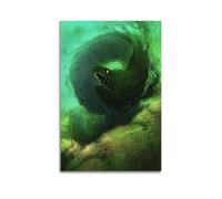LXDSTK Poster Unframe Canvas Wall Art Prints for Room Decor - Giant Eel Animal Coiling Among Green Seaweeds 24x36inch(60x90cm) Picture Unframe Artwork