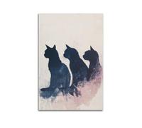 LXDSTK Silhouette of Three Cats in Watercolor - Trendy Art Piece Poster Canvas Wall Art Modern Mural Decorative Painting Hanging Artwork 20x30inch(50x75cm)
