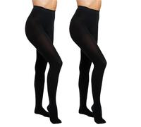 LXEASYGO 2 Pairs Women's Black Tights Soft Thick Opaque 100 Denier Tights Stretchy High Waist Winter Pantyhose for Women (UK, Alpha, L, Regular, Regular)