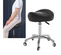 LXGJSQY Ergonomic Saddle Stool Dental Saddle Chair, Heavy-Duty Hydraulic Rolling Stool Chair with Wheels, Adjustable Stool for Clinic Studio Tattoo (Color : Black)