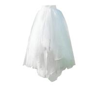 LXGKEKSKG Asymmetric Layered Chiffon Tiered Skirt with High Elastic Waistband Decorative Ruffle Hem for an Elegant Flowing, White, One Size