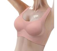 LXGKEKSKG Comfortable women's bra for voluminous sides with elegant back cut-out, shiny look, without steel underwire, pink, XXL