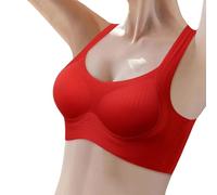 LXGKEKSKG Comfortable women's bra for voluminous sides with elegant back cut-out, shiny look, without steel underwire, red, 3XL