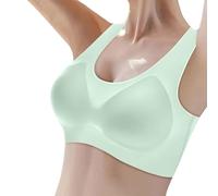 LXGKEKSKG Comfortable women's bra for voluminous sides with elegant back cut-out, shiny look, without steel rings, Light green, M