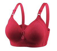 LXGKEKSKG Women's Plus Size Push-Up Bra without Steel Ring Thin Cotton Jacquard for Comfortable Seductive, red, 40C