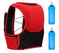 LXGXFNB 6L Trail Running Hydration Vest Pack with Two 500ml Soft Flasks | Breathable Mesh Improves Airflow while Rear Storage Front Zip Pockets and Pole Loops Keep Essentials Organized