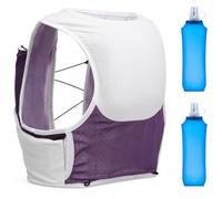 LXGXFNB 6L Trail Running Hydration Vest Pack with Two 500ml Soft Flasks | Breathable Mesh Improves Airflow while Rear Storage Front Zip Pockets and Pole Loops Keep Essentials Organized