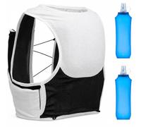 LXGXFNB 6L Trail Running Hydration Vest Pack with Two 500ml Soft Flasks | Breathable Mesh Improves Airflow while Rear Storage Front Zip Pockets and Pole Loops Keep Essentials Organized