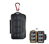 LXH 6 Slots Portable Holder Durable Waterproof Anti-shock Storage CF Compact Flash Memory Card Case Protector Cover Cartridge Water-proof and Anti-dust Keeper With Carabiner For 6CF