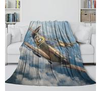 LXHASPIEO British Spitfire Fighter Soft Flannel Blanket - Military Warm Throws for Children Adults - Cosy Blanket for Sofa Bed Travel Outdoor - Suitable Christmas Birthday Idea 50x60inch(127x152cm)