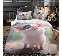 LXHASPIEO Piglet Duvet Cover 3D Print Quilt Cover for Teens And Adults Comforter Covers with Pillow Cases Bedding Set with Zipper Closure Soft Microfiber 2 Pieces Single（140x200cm）
