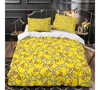 LXHASPIEO Rubber Duck Quilt Cover Duvet Cover Comforter Covers 3D Printed for Boys Girls with Pillow Cases Bedding Set with Zipper Closure Soft Microfiber 3 Pieces King（220x240cm）