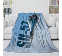 LXHASPIEO Russian Su57 Fighter Fleece Blanket - Military Blanket Birthday Gift for Sister Brother Nephew Niece - Blanket For Having A Quick Nap On Lazy Afternoon - Sofa Bed Decor 50x60inch(127x152cm)