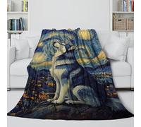 LXHASPIEO Siberian Husky Flannel Blanket - Warm Throws for Snuggling In While Watching Movie - Christmas Birthday Gift for Hubby Boyfriend Girlfriend Neighbor 70x80inch(180x200cm)
