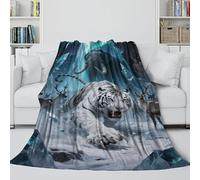 LXHASPIEO Tiger 3D Printed Blanket - Washable Fleece Blanket Christmas Birthday Gift for Sister Brother Nephew Niece Colleague - Sofa Bed Office Decor 50x60inch(127x152cm)