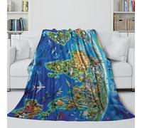 LXHASPIEO World Map Soft Blanket - Blanket Gift For Hubby Boyfriend Girlfriend Neighbor - Flannel Blanket For Living Room/Bedroom/Sofa/Decor 60x80inch(150x200cm)