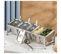 LXHELIVERY Commercial Spice Rack Set, Condiment Serving Container, All-in-1 Jam Organizer Holder Set, Kitchen Countertop Shelf Cabinet For Cafeteria Beverage(78x18x20 cm)