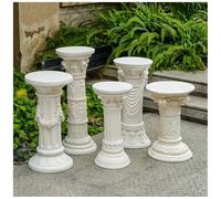 LXHELIVERY Roman Pillar Display Stand For Wedding Decorations, Cement Composite Pedestal Column For Events, Party Cake Display & Garden Plant Stand, White Relief Base(White-51CM)