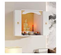 LXHELIVERY Solid Wood Wall-mounted Shrine Altar, Home Guan Gong God Of Wealth Display & Meditation Incense Table, Buddhist Prayer Niche(White,40x40x60 cm)