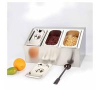 LXHELIVERY Stainless Steel Spice Rack Set, Commercial Kitchens Buffets Ingredients Container All-in-1 Jam Organizer Holder Set, For Cafeteria Condiments, Sauces, Jams(36x24x20 cm)