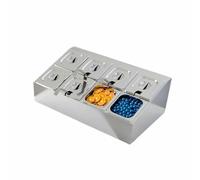 LXHELIVERY Stainless Steel Spice Rack Set, Topping Station, Condiment Container Dispenser Countertop Holder For Condiments, Sauces, Jams(59x23x20 cm)