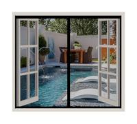 LXHFSH Magnetic Screen Window 60x50cm Magnetic Window Fly Screen, Hands-Free Mesh Fly Curtain Mosquito Net, Shuts Automatically, Anti-Mosquito Window Screen Mesh for All Kinds of Window, Black-B