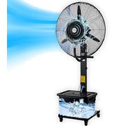 LXHGVKHJ Industrial Pedestal Misting Fan, 42L Bucket 25" High Velocity Outdoor Cooling Fan, 90° Oscillating 3-Speed 4 Casters, Large Standing Mister Fans for Patio Shop Garage(25 inches)