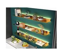 LXHONG 1pcs Floating Metal Wall Shelf Picture Ledge With Built-in Illuminated LED Light For Entrance Bar Countertop Living Room Bathroom, Modern Rustic Shelf (Color : Gold, Size : 80x20x6cm)