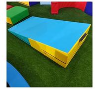 LXHONG Gymnastics Wedge Mat - Folding Incline Gymnastics Cheese Mat for Home Exercise, Aerobics - W/Carrying Handles - Custom Colors (Color : Blue-yellow, Size : 150x75x38cm)