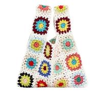 LXHZSY Beach Bag Crochet Flower Plaid Women Handbags Woven Small Tote Purses Casual Beach Bag(White)