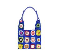 LXHZSY Crochet Bag Crochet Women Shoulder Bags Knitting Large Tote Bag Casual Lady Handbags Shopper Purses Summer Beach Bag(Dark Blue)