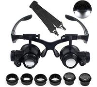 LXIANGN LED Head Mount Magnifier 10X 15X 20X 25X Hands-Free Magnifying Glass Headband Magnifier Visor with Light for Close Work,Jewelry,Craft,Watch,Hobby and Reading