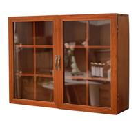 LXJBBD Coffee Mug Display Rack Cabinet with Glass Front Door - Rustic Wooden Shelves Wall Mounted Holder Shadow Box for Shot Glasses