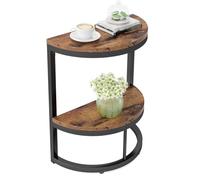 LXJBBD Half Round End Table with Metal Frame, 2-Tier Narrow Side Table for Living Room or Bedroom, Half Moon Small Coffee Accent Table