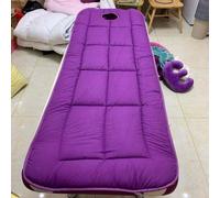 LXJDDLD Cotton Beauty Bed Mattress Topper with Square/Round/Trapezoidal Head,Massage Table Mattress with Face Breath Hole,Spa Bed Pad Protector for Lash Bed(Bed Not Included),Purple 1,R 80x190cm