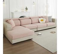 LXJDDLD Jacquard Stretch Sofa Seat Cushion Covers 3 Seater,Universal Couch Slipcovers Replacement,Non-Slip Slipcover for Caravan Couch,Corner Furniture Protector Sofa Cover,Pink,4 Seater