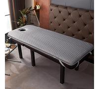 LXJDDLD Non-Slip Memory Foam Mattress Topper for Massage Table,Solid Color SPA Bed Mattress Pad,Beauty Salon Spa Bed Mattress with Breath Hole,Square/Round/Trapezoidal Head,Gray R,60x180cm 2cm
