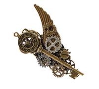 LXJLXD 2in1 Teen Girl Hair Clip Lapel Pin Metallic Wing Gear Key Shape Hairpin Brooch/Hairpins for Adult Teens