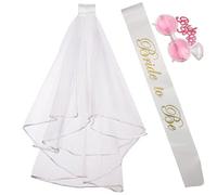 LXJLXD 3PCS/Set Bride Long Veil&&Sash Wedding Bride Veil with Fix Comb Elegant Photography Valentines Day Tiaras