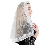 LXJLXD Catholic Mantilla Veils Embroidered Mass Veils Religious Prayer Veils Elegant for Catholic Prayers(White)