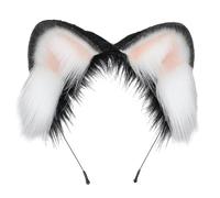 LXJLXD Cosplay Cat Ear Headband Woman Students Cosplay Anime Character Gatherings Hairband Cat Plush Christmas Hair Hoop(Black And White)