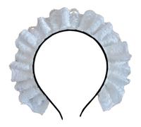 LXJLXD Cosplay Maid Hair Hoop Women Elegant Pleated Lace Makeup Headbands for Girl Stage Halloween Performances Headpieces(Two Layers of Lace)